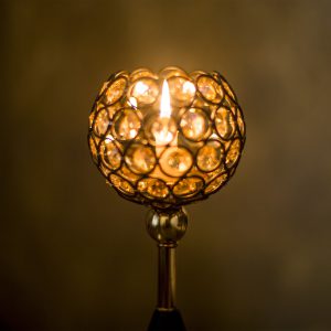 Golden crystal tealight holder