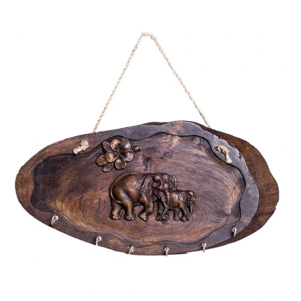 Wooden Elephant Key Ring