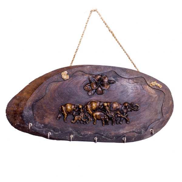 Wooden Elephant Key Ring