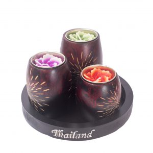 Add a touch of Thai culture to your house with this three piece handcraved Wooden Candle Holders.