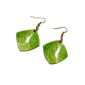 Green glam square earring