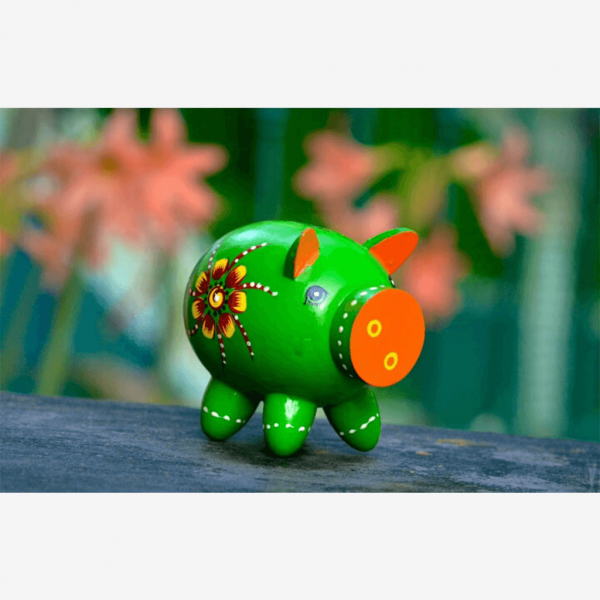 Wooden piggy bank