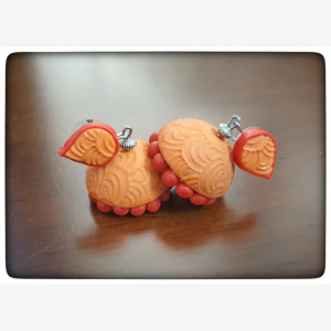 Polymerclay orange red jhumka