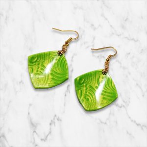 Green glam square earring