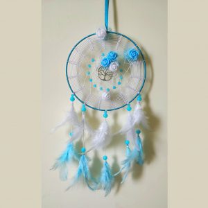 Dream catcher wall hanging blue white
