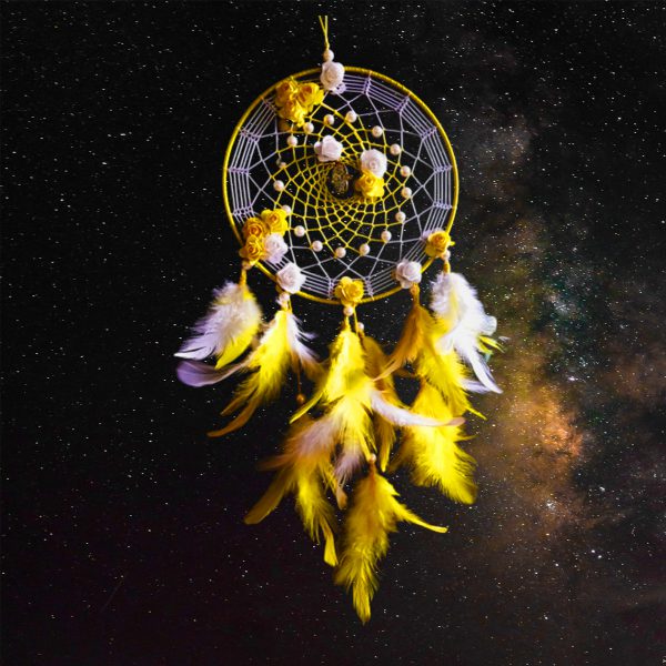 Dream catcher White - yellow wall hanging