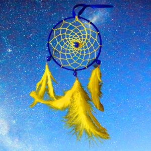 Dream catcher Yellow blue wall hanging