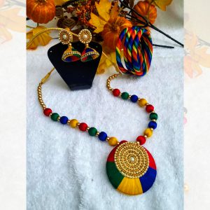 Multicolour silk thread jewellery set