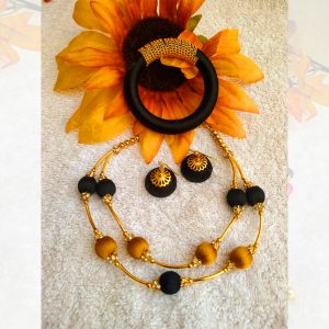 Black and golden silk thread jewellery
