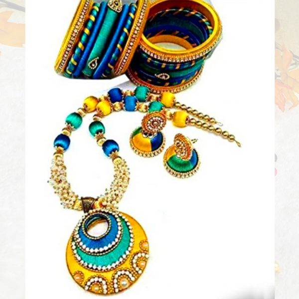 blue silk thread jewellery