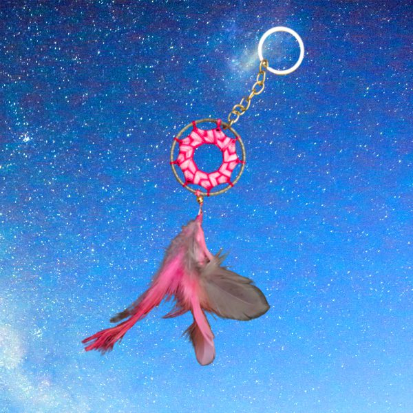 Pink cluster dream catcher keychain