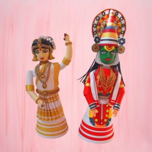 Paper quilling kathakali and mohiniattam dancers