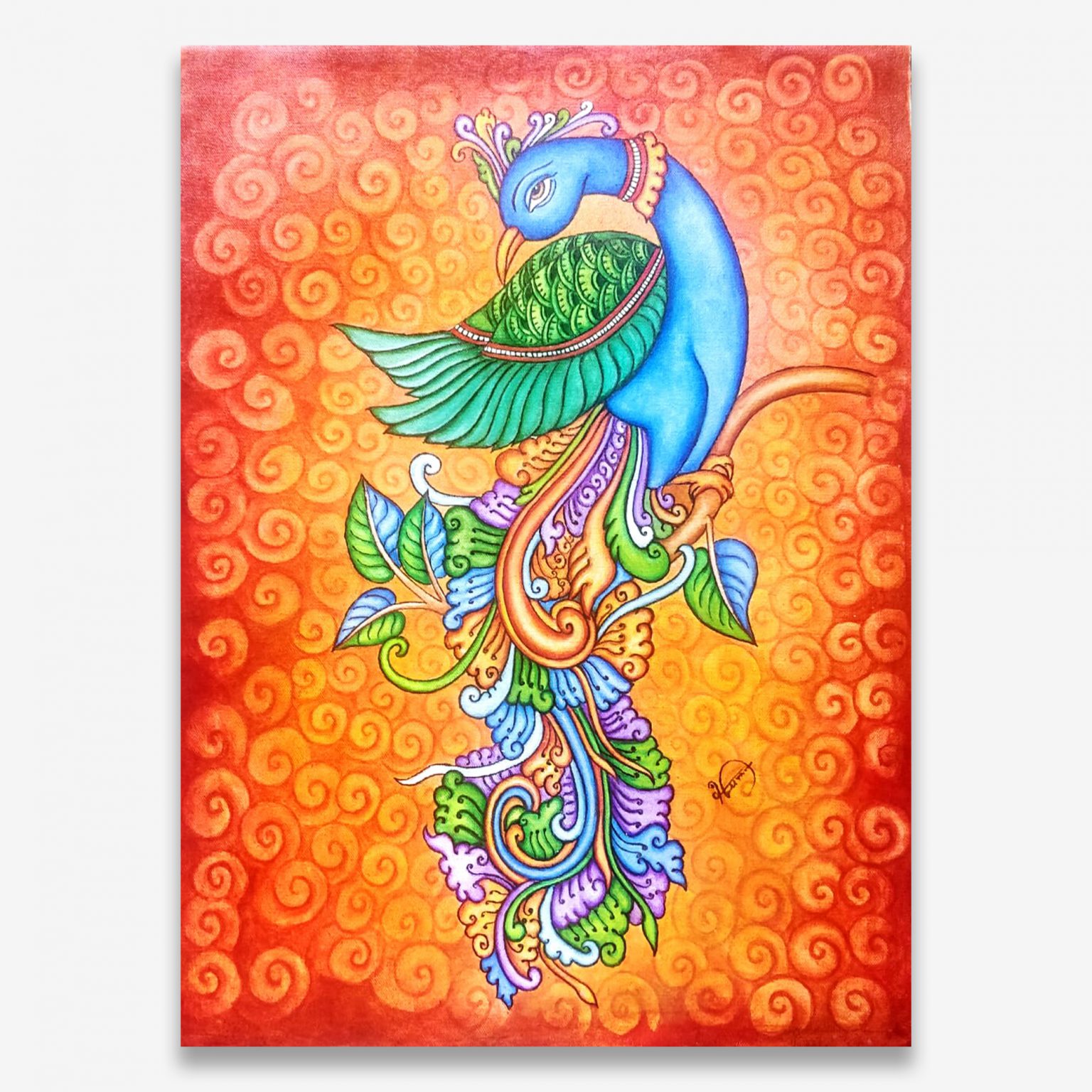 Buy Peacock painting Kerala mural art Online Trogons